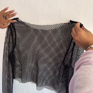 Black Mesh Long Sleeve Top